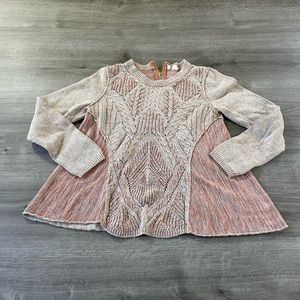 Moth by Anthropologie Flare Bottomed Sweater 1/4 Back Zip Long Sleeve - M